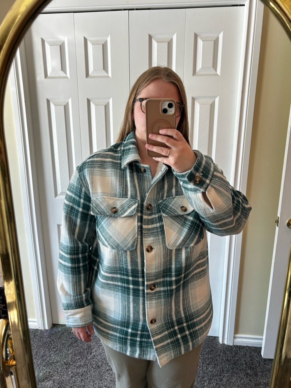 Ardene Green Plaid Insulated Jacket